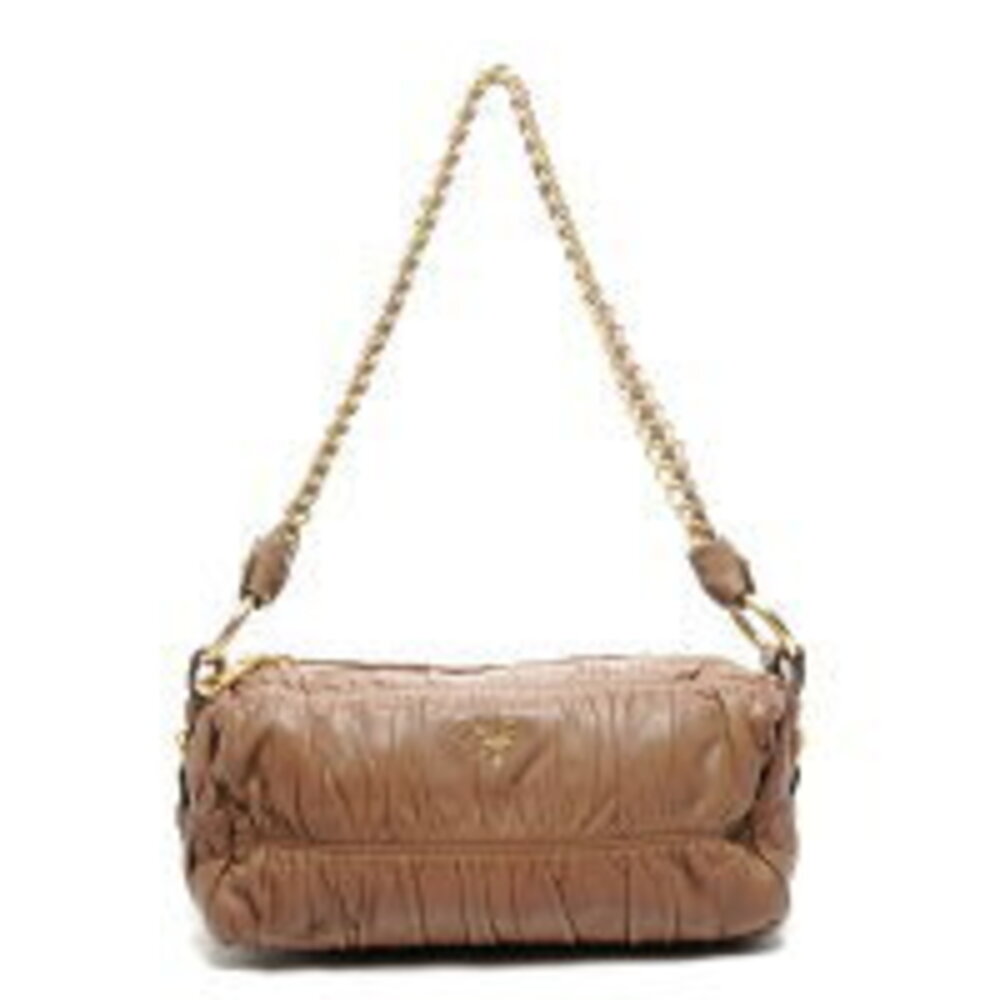 Prada Gathered Leather One Shoulder Hobo Bag Brown